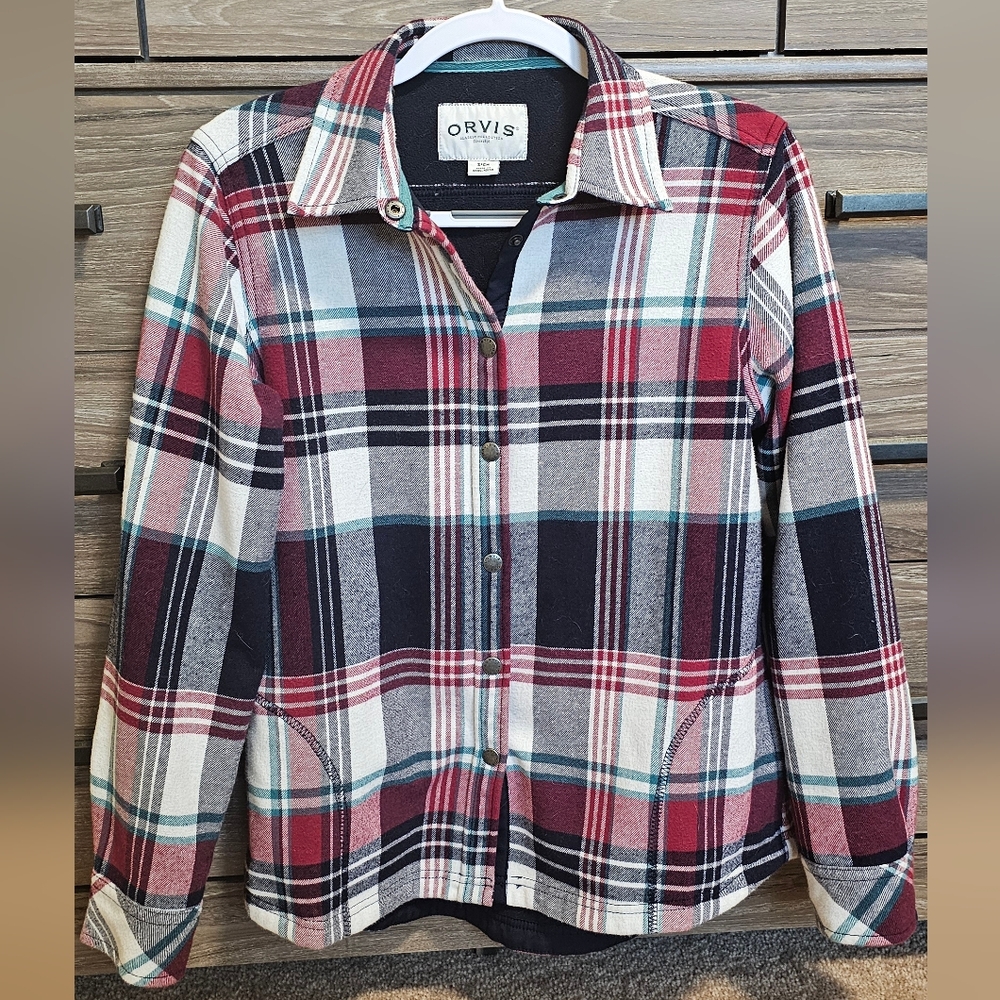 Orvis women's button up fleece flannel, Size Small